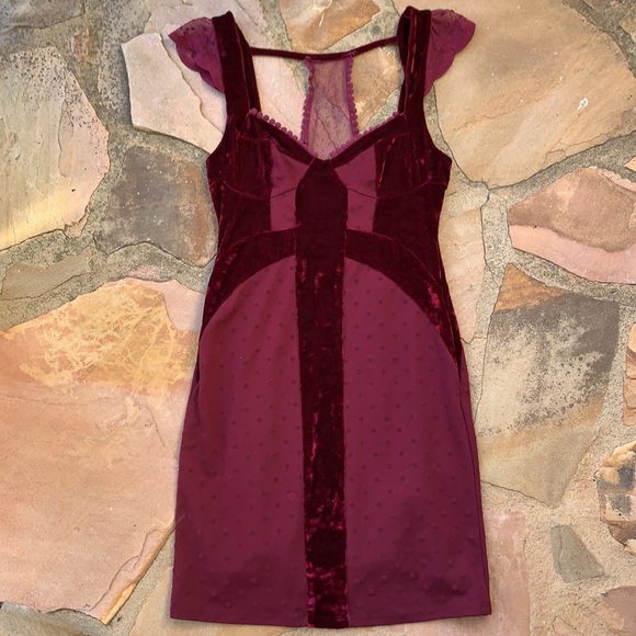 Free People Dress Size XS Sweetheart Neck Mini Dress Red - Picture 4 of 14